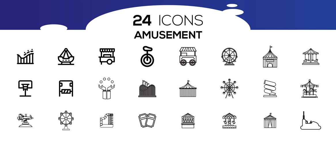 Amusement park line icons set of carousels – Royalty-Free Vector ...