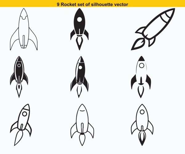 Set of rocket icon 9 different styles editable vector image