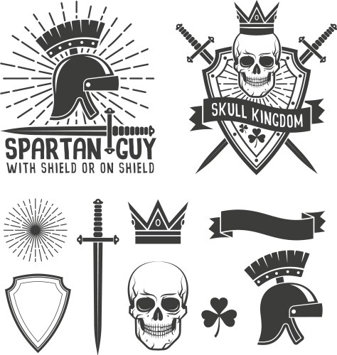 Spartan helmet skull crown Vector Image