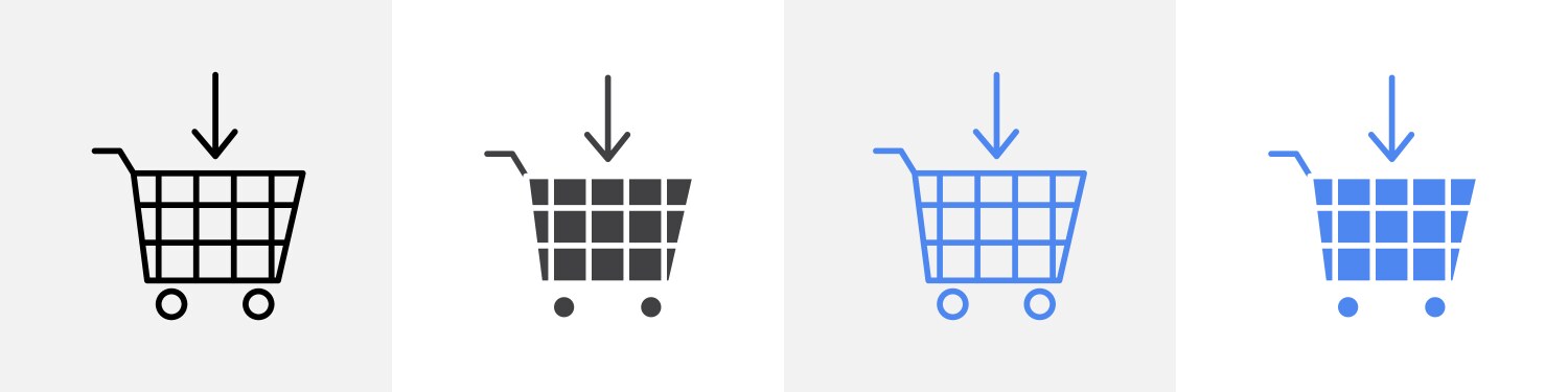 Add to cart icon set use for web ui or app vector image