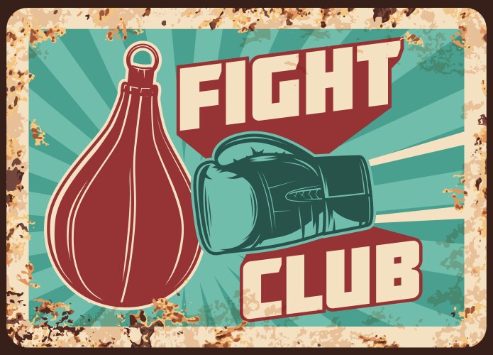 boxing fight club metal rusty plate box glove bag vector image