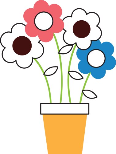 Floral Pot Drawing - Cute Flower Vector Image