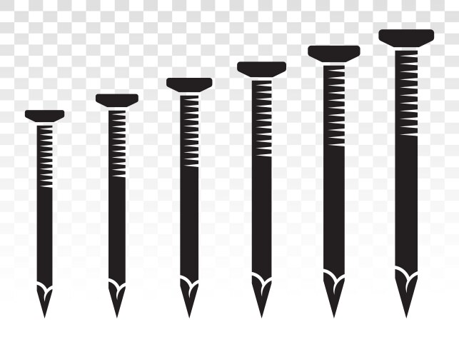 Set wood fasteners nails or concrete vector image