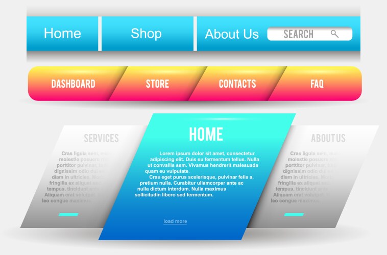 Collection of web buttons elements set vector image