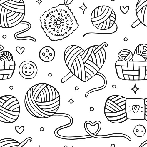 Seamless pattern with cute cats line drawing Vector Image