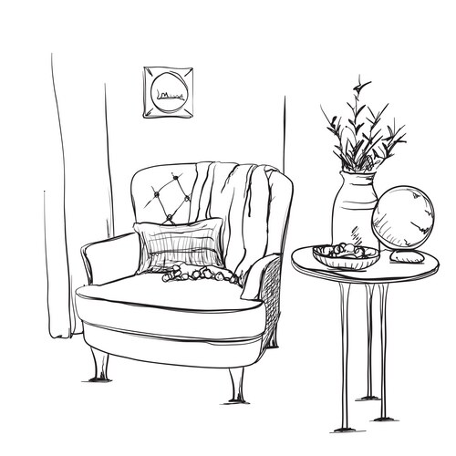 Modern interior hand drawing Vector Image