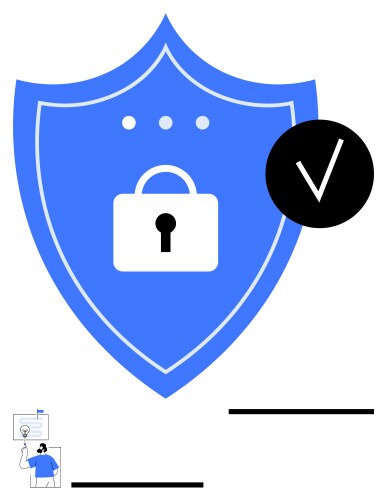 Secure shield with lock and checkmark representing vector image