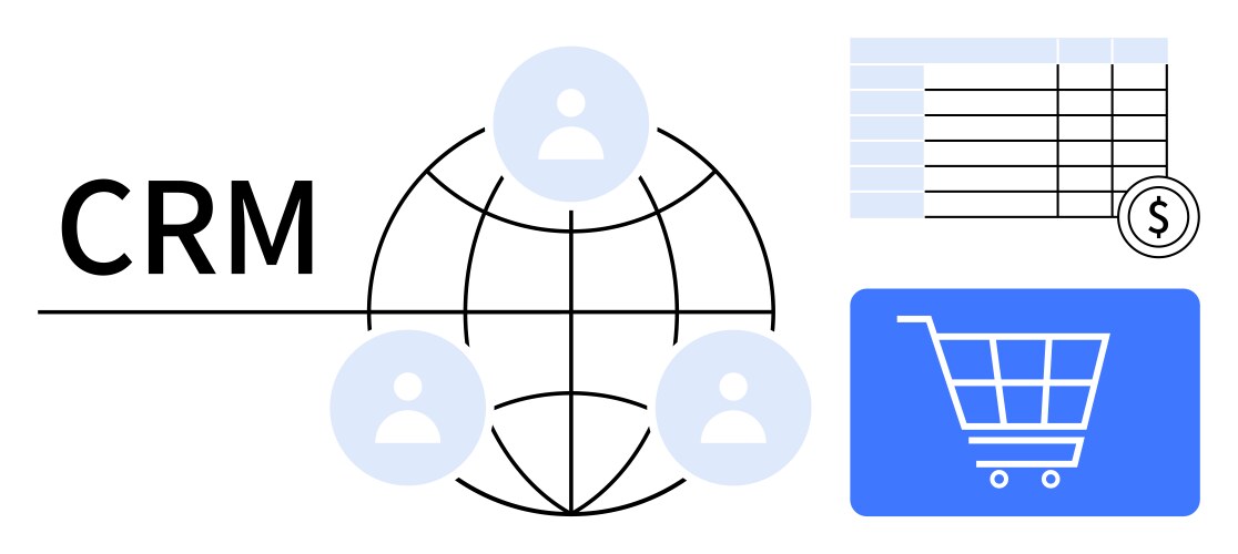 Crm system integration with global users vector image