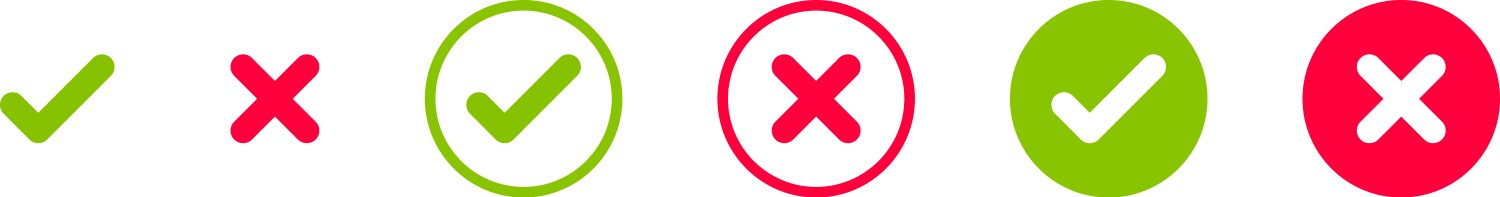 Check mark and x set icon simple web buttons vector image