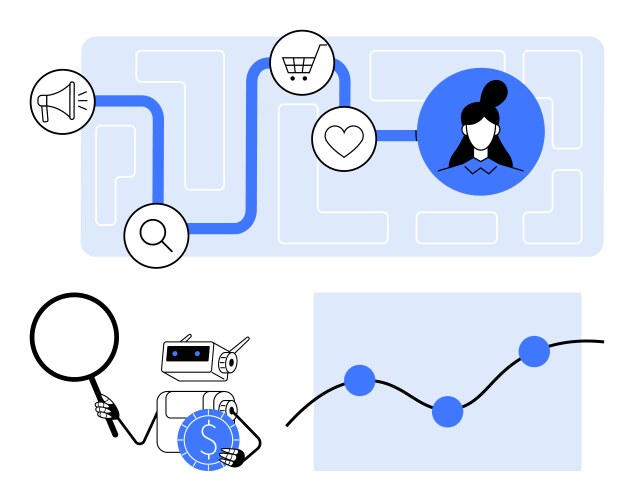 Data-driven customer journey with ai analytics vector image