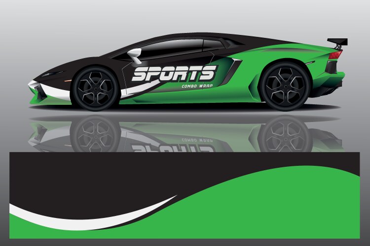 Sport car decal wrap design graphic abstract Vector Image