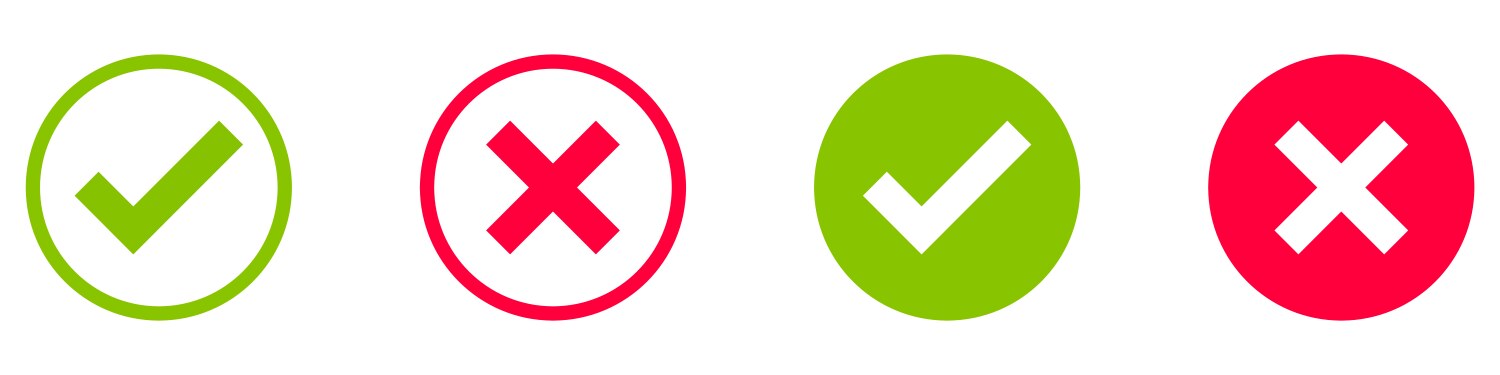 Check mark and x set icon simple web buttons vector image