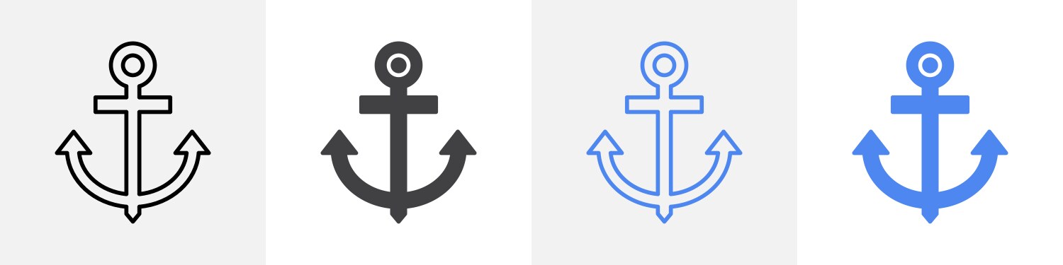 Anchor icon set use for web ui or app vector image