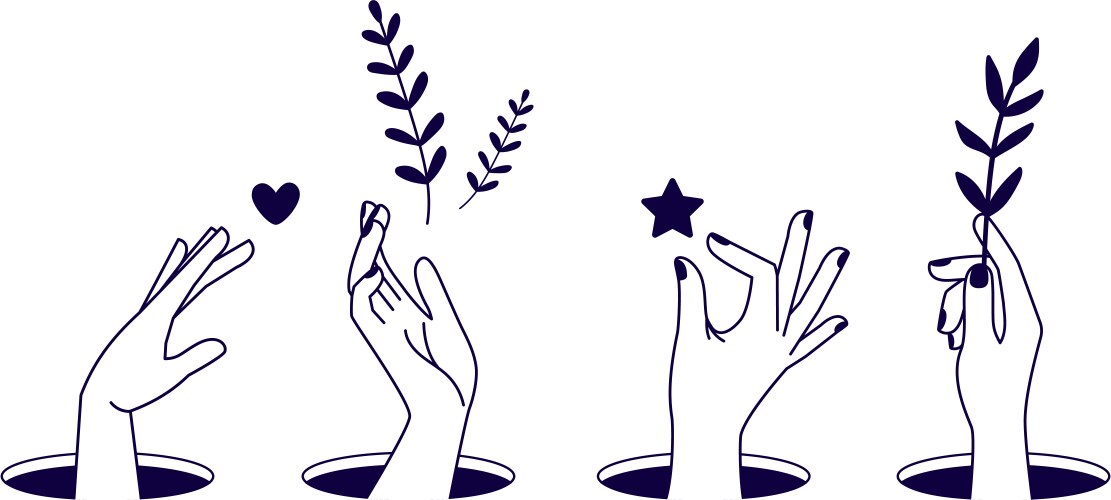 Hands from holes set Vector Image