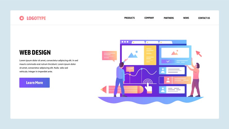 web site onboarding screens team build ux ui vector