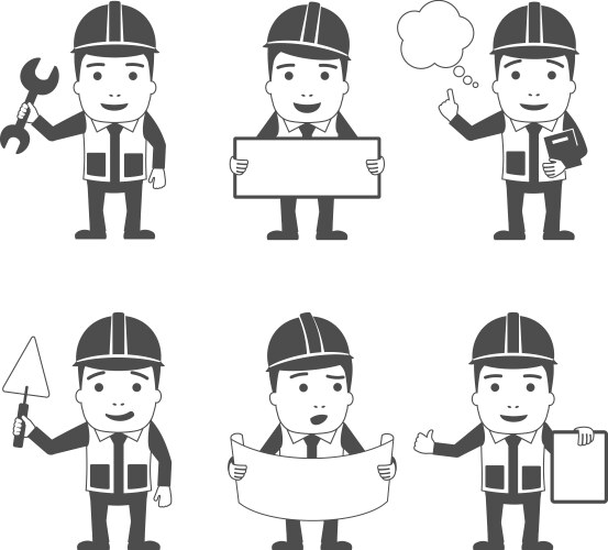 Construction worker icon set cartoon style Vector Image