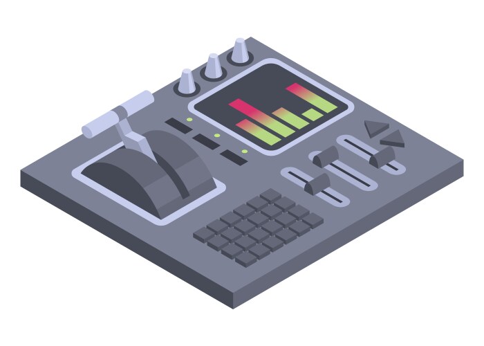 Isometric control panel spaceship with slider Vector Image