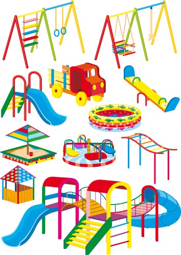 Set collection kids playground city park Vector Image