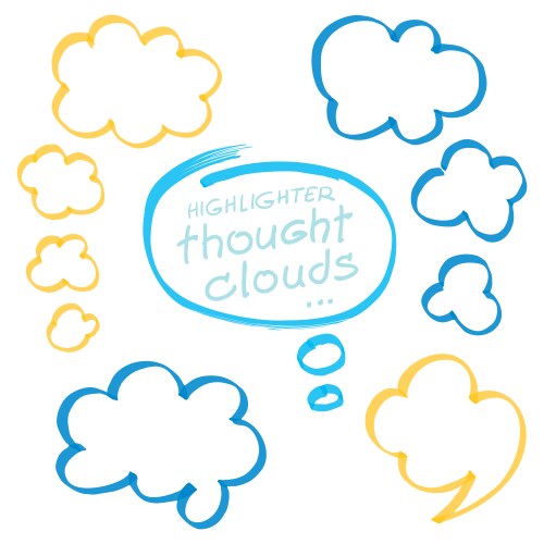 Thought Bubbles & Clouds - Marker Style Vector Image
