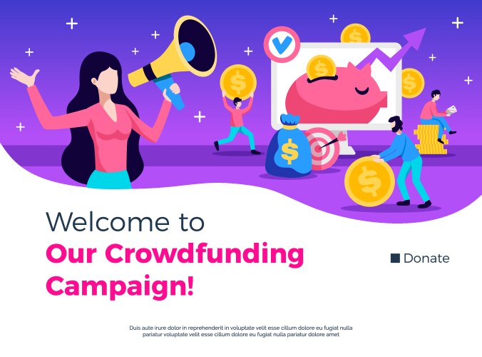 Crowdfunding campaign promotion design vector image