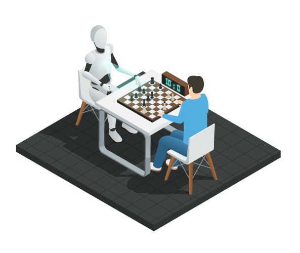 Robot Playing Chess - Artificial Intelligence vektorbild