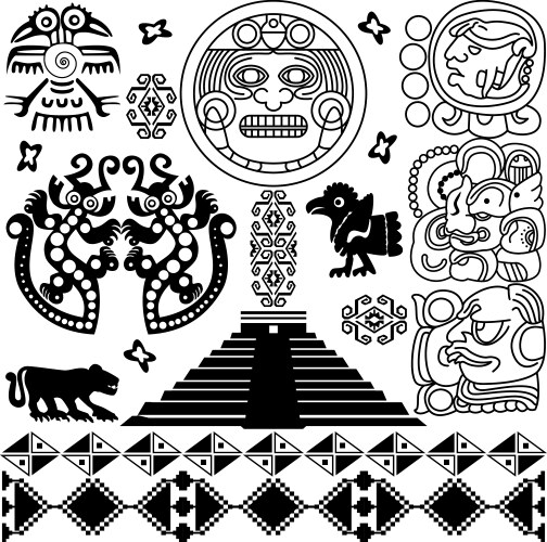 Aztec set Royalty Free Vector Image - VectorStock
