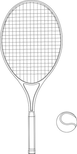 Tennis racket with a ball flat hand drawing Vector Image