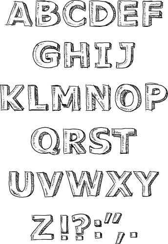 Black and white alphabet hand drawn outline abc Vector Image