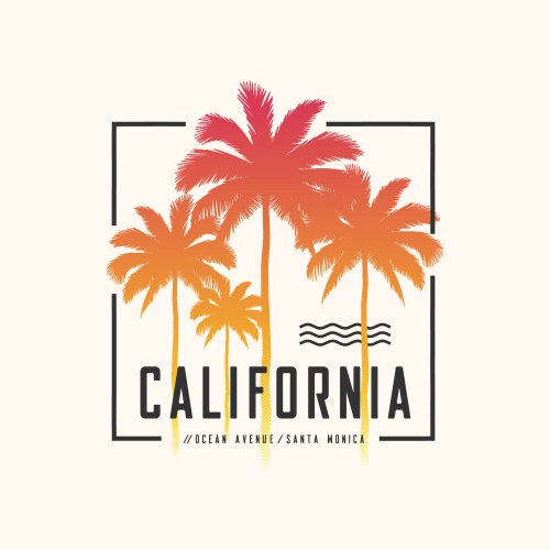 California Ocean Avenue Tee Vector Image