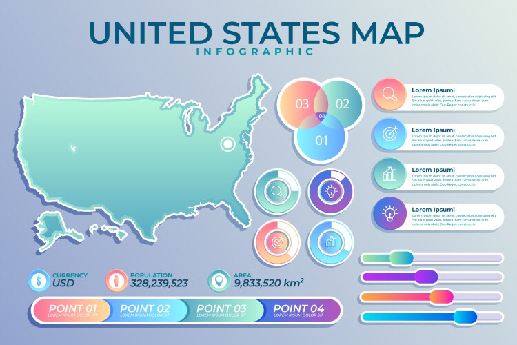 Linear america map infographic Royalty Free Vector Image