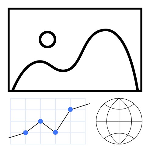 Abstract data visualization with line chart globe vector image