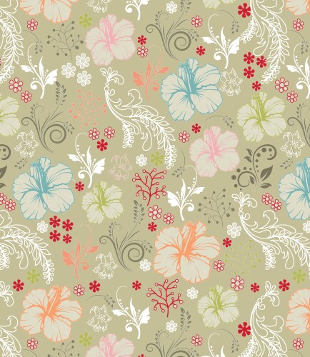 Retro floral seamless pattern Royalty Free Vector Image