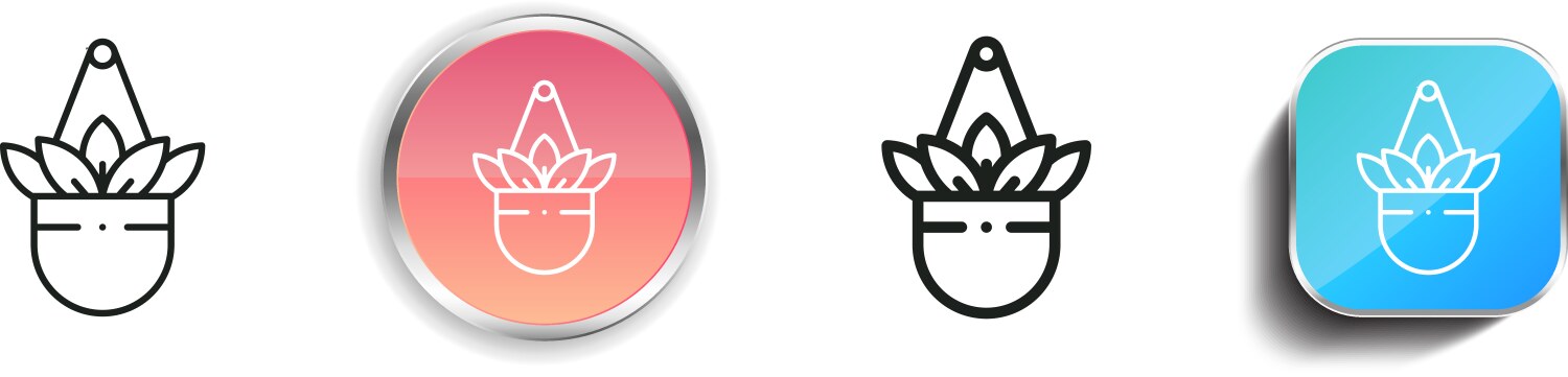 Hanging pot icon thin linear regular and button vector image