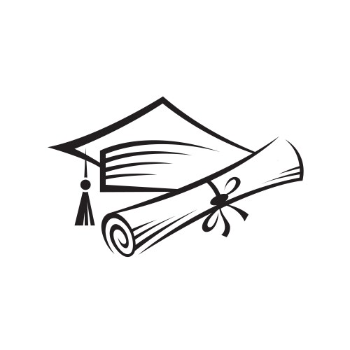 Hand drawn doodle graduation cap Royalty Free Vector Image
