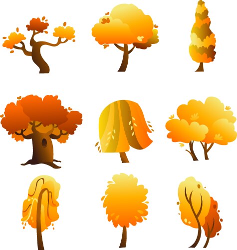 Set of trees - autumn Vector Image