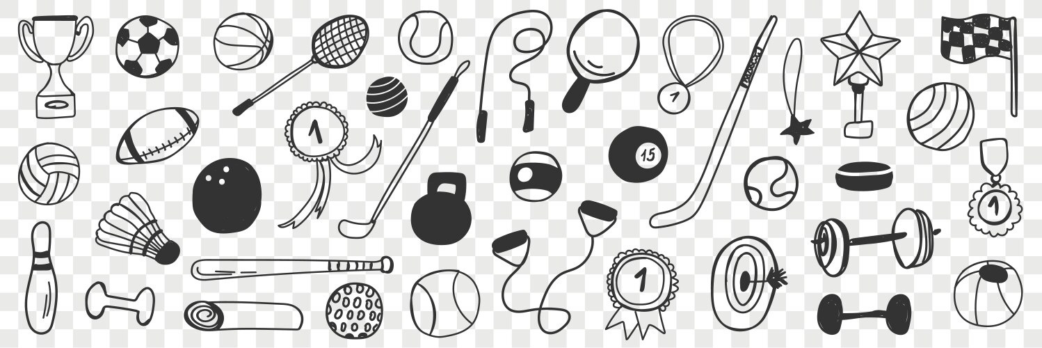 Sport Doodle Set - Games & Equipment Vector Image