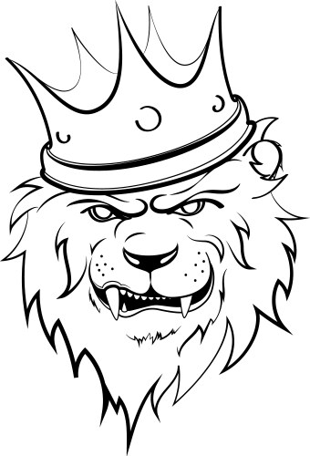 Angry lion king in lines Vector Image
