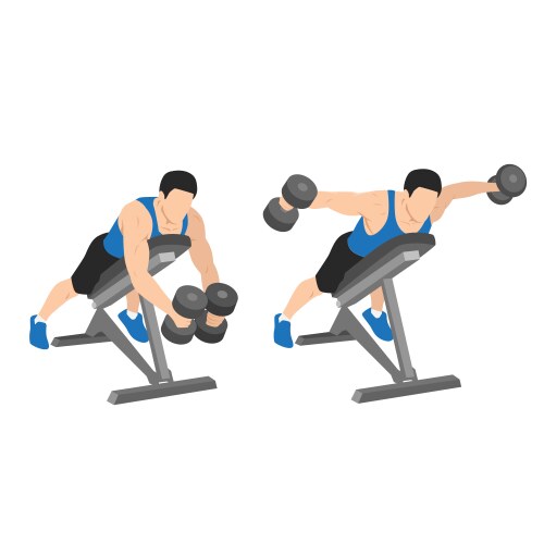 Dumbbell bent over lateral rear delt raises Vector Image