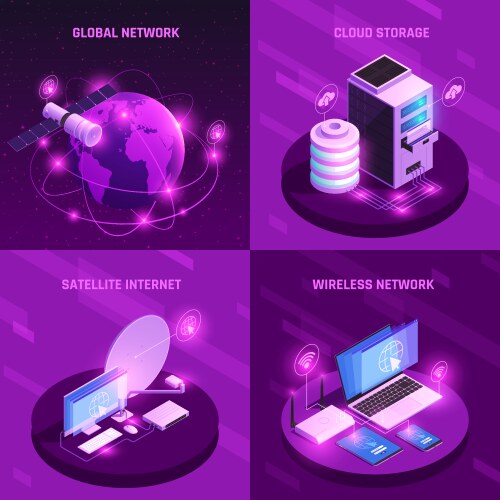 Global Network Technology Isometric Vector Image