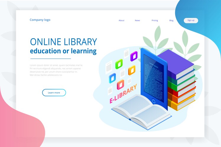 Isometric web banner online training or education Vector Image