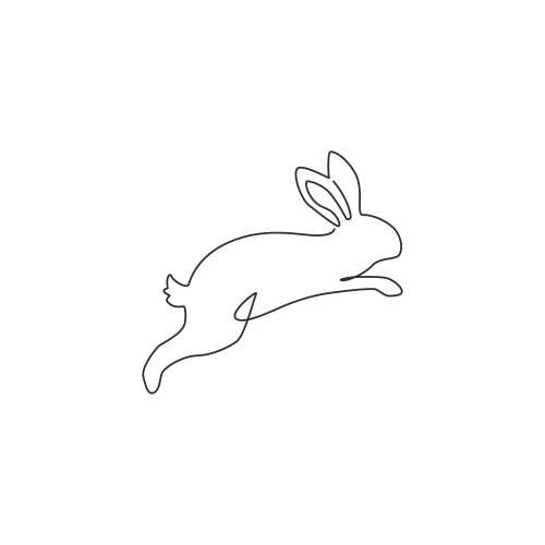 one single line drawing cute jumping rabbit vector image