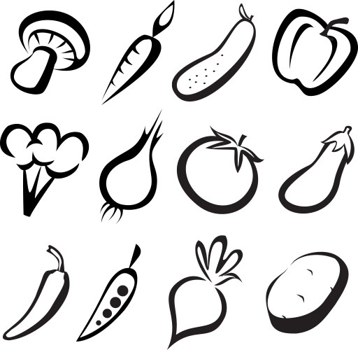 Vegetables line icons set outline style Royalty Free Vector