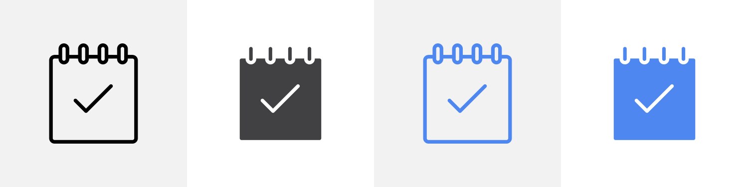 Calendar tick icon set use for web ui or app vector image