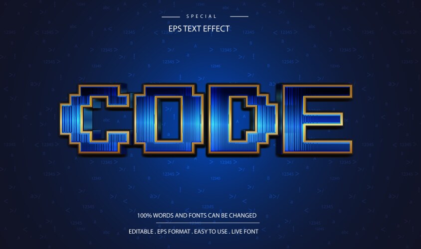 Code text effect editable hacker and security vector image
