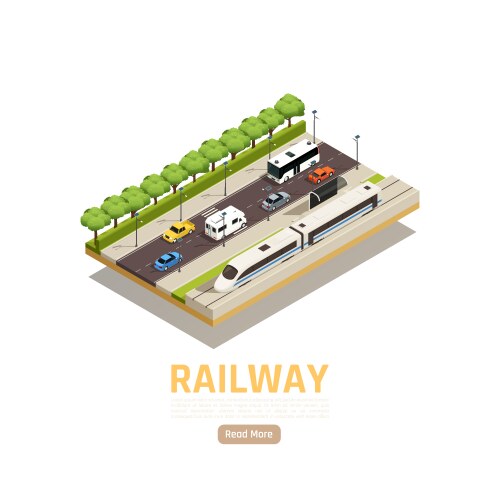 Isometric high-speed train station Royalty Free Vector Image