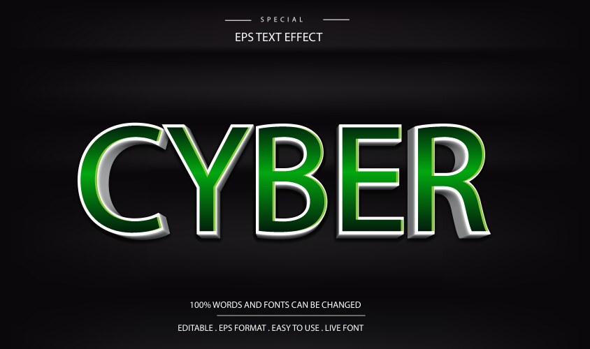 Cyber text effect editable hacker and security vector image