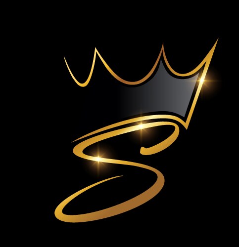 Gold crown and leaf monogram initial letter e Vector Image