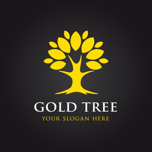 Sunset palm tree beach tropic gold logo Royalty Free Vector