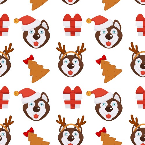 Cute animal heads pattern seamless print Vector Image