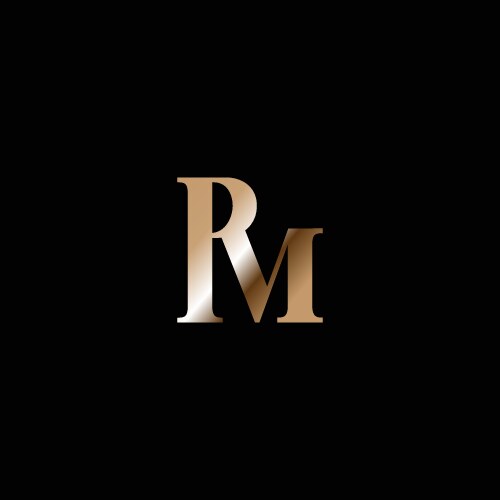 luxury golden monogram style letter initial rm vector image